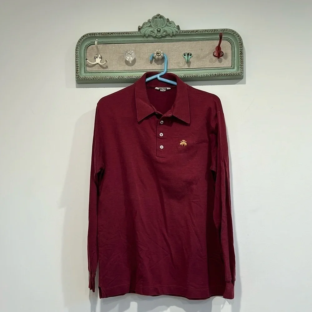 Vintage Brooks brothers long sleeve polo shirt  men’s size large casual maroon